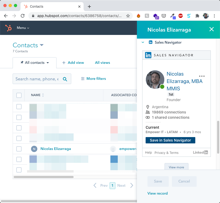 Hubspot contact already matched with LinkedIn