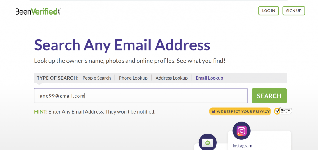 search any email address