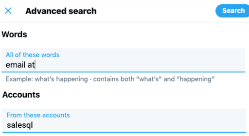 Twitter's advanced search